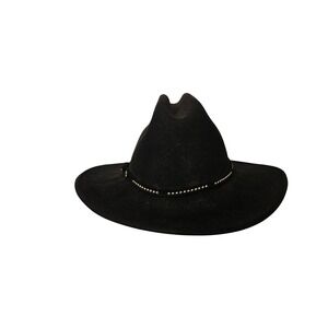Bailey Del Rio Western Cowboy Hat Black Studded Felt Cattleman Crease *